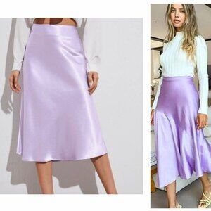 Elegant Lavender Satin Skirt